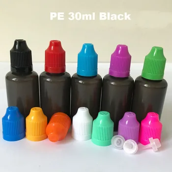 Новый Дизайн PE 30 мл, черно-белые Пустые бутылки для хранения сока, Пластиковые Бутылки-капельницы С защитой от детей и длинными тонкими наконечниками