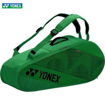 YONEX 2023 Кожаная теннисная сумка для ракетки 6шт, Двухъярусный Рюкзак для бадминтона с карманом для обуви, сумка для теннисной ракетки с воланом