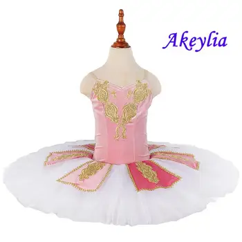 Розово-белая золотая балетная пачка для выступлений, сценический костюм для девочек или взрослых, предпрофессиональная юбка-пачка, бархат, 7 слоев BLST18040