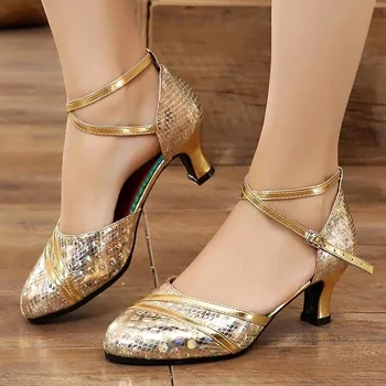 женская обувь для джазовых танцев, обувь для латиноамериканских танцев, женская обувь для бальных танцев сальсы с закрытым носком на каблуке zapatos baile latino mujer 34 41