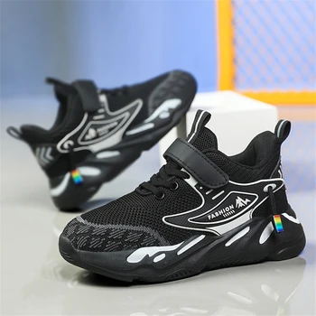 2023 Дышащие детские кроссовки для мальчиков Сетчатые баскетбольные туфли Модная Повседневная обувь Удобная обувь для тренировок для детей