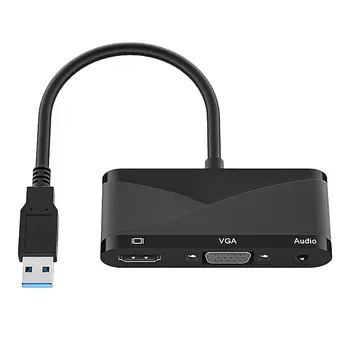 3 в 1 USB 3.0-HDMI-совместимый VGA с аудиоразъемом 3,5 адаптера USB 3.0 Hub для Mac Air Pro Huawei Mate10 Samsung S8 Plus