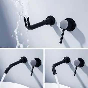 Современный Настенный смеситель для ванной Комнаты Скрытого дизайна с одной ручкой для холодной и горячей воды, Двойным управлением, Экономичность