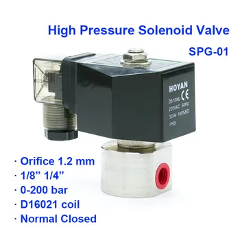 2-Ходовой Нормально Закрывающийся Пневматический Водяной Электромагнитный клапан Высокого давления SPG-01 0-200bar С отверстием 1,2 мм BSP Порт G1/4 