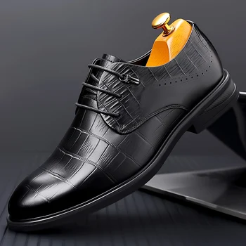 Кожаная обувь для джентльмена в деловом стиле из воловьей кожи в Англии, модная повседневная обувь, строгая кожаная обувь