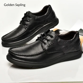 Мужская повседневная обувь из натуральной кожи Golden Sapling, Дышащие мужские лоферы, Модная деловая обувь для отдыха, мужские Классические официальные туфли на плоской подошве