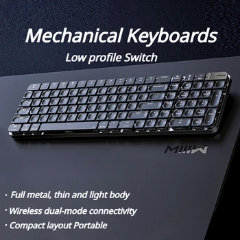Низкопрофильная механическая клавиатура MIFUNY, корпус из алюминиевого сплава, Беспроводная связь Bluetooth, двойной режим, 102 клавиши, ультратонкая клавиатура для ноутбуков