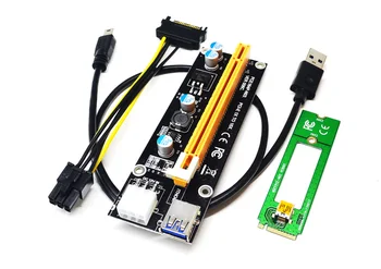 Новый От 1X До 16X M2 NGFF PCI-E PCI Express Удлинитель Riser Card Адаптер 60 см USB 3,0 Кабель 6Pin Кабель Питания Для Майнинга Биткойнов