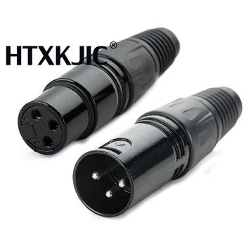 10 пар XLR 3Pin Аудио Разъем микрофонного кабеля Черный мужской + женский микрофонный штекер Кабель для подключения XLR адаптера