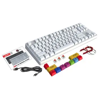 87 Клавишная механическая клавиатура Игровая клавиатура со светодиодной подсветкой Сменная клавиатура Со сменными клавишными колпачками Переключателями USB Wi