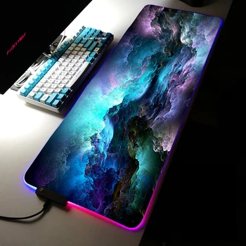 Красочный светящийся RGB игровой коврик для мыши Синий Фиолетовый Cloud Space RGB Настольный коврик Настольные компьютеры для компьютерного стола Notbook для Universe Pad