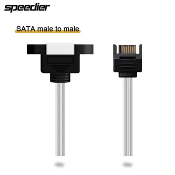 Серебристый удлинительный кабель для передачи данных Sata 3.0 от мужчины к мужчине 7pin с отверстиями для винтов 30 см