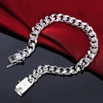 925 Пробы, серебряный Изысканный браслет-цепочка, Модный Шарм, Женские, мужские, свадебные, Милые, простые модели ювелирных изделий