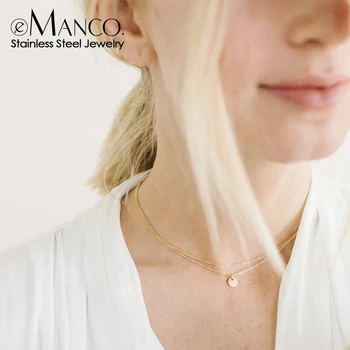 e-Manco, ожерелье со змеиной цепочкой из нержавеющей стали, Многослойное ожерелье золотого цвета Для женщин, Новое трендовое Женское Ювелирное Колье