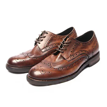 Мужская обувь из броковой кожи, Резные туфли-Оксфорды в стиле ретро Ручной работы, Мужские Деловые Повседневные туфли-броги Из натуральной кожи, Размер 38-44