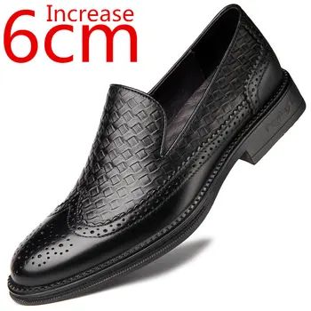 Мужская обувь в Британском стиле, увеличивающая рост на 6 см, Весенне-летняя повседневная обувь из воловьей кожи, Мужская Официальная кожаная обувь