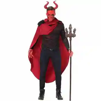 Мужские костюмы Дьявола На Хэллоуин С капюшоном, Костюм Демона Ужасов, Огненный каркас, Халат, Карнавальные вечерние костюмы на Хэллоуин