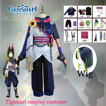 Игровые костюмы для косплея Genshin Impact Tighnari с рисунком Аниме, костюмы на Хэллоуин для женщин, платье, одежда для ролевых игр, Униформа для вечеринки